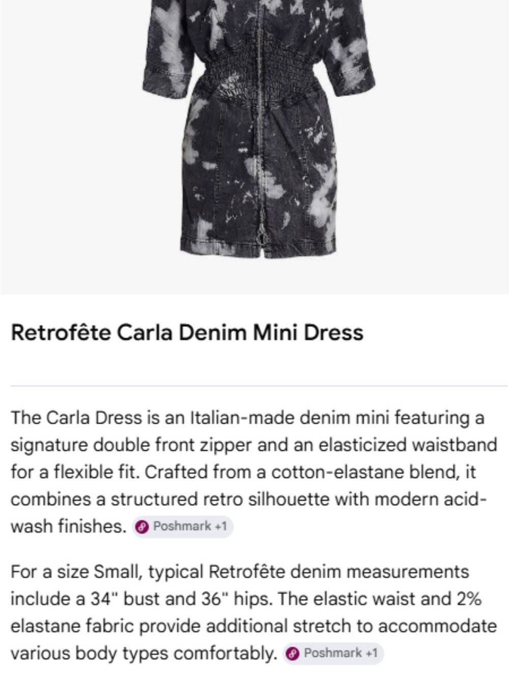 Retrofète Black and White Acid-Wash Denim Mini Dress - Picture 12 of 13